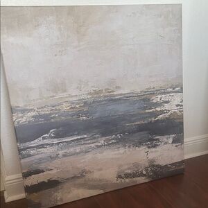 Abstract Canvas Art in Blue and Cream